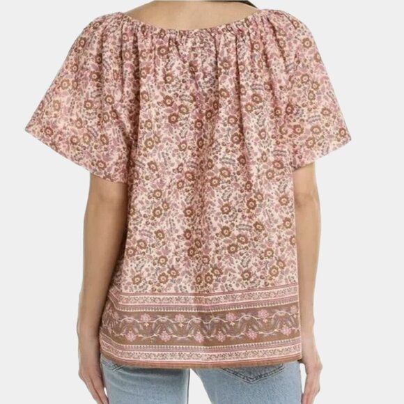 Faherty Florence Organic Cotton Boho Top Floral Earth Block Print S NWOT - Picture 2 of 9